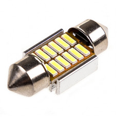 лампа диод T11(C5W) 12V 12 SMD диодов 1-конт 31мм обманка Белая S08201312