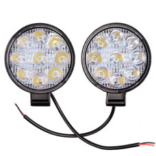 Фара светодиод OFF ROAD 84*84мм круглая 12V/24V 27W 6000К (комп-2 шт) 9 диоl/ Дальний свет S07201096