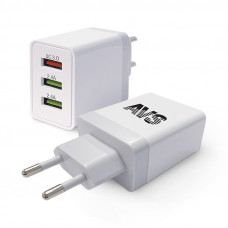 зарядное устр.телефона AVS USB 3 порта UT-730 (QC 3.0, 3A) A85226S