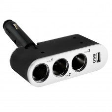 Разветвитель прикуривателя 3 гнезда +USB (длинный штекер ) S02301006