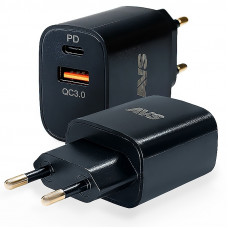зарядное устр.телефона (адаптер) AVS USB 2 порта UT-723 (USB QC 3.0+PD TypeC) A40872S